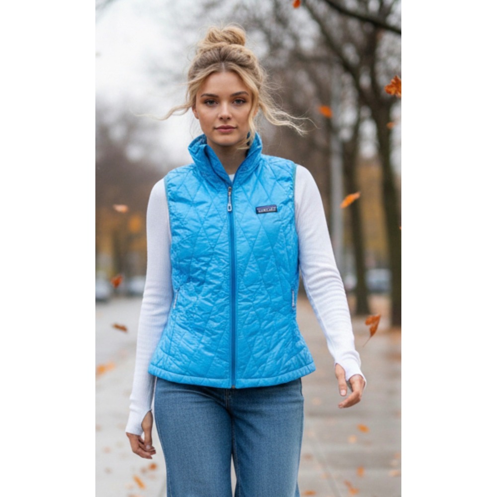 Patagonia Nano Puff Vest Medium Blue Quilted Primaloft Gorpcore Coastal Chic